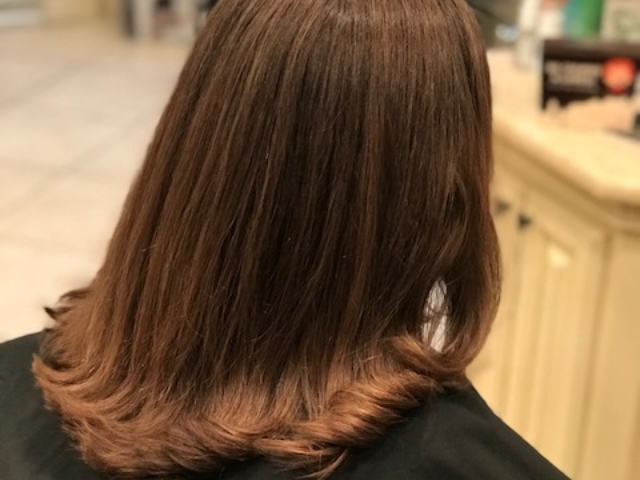 Medium Hair Length Color and Blow Out